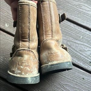 UGG Tan Leather Buckle Ankle Boots
